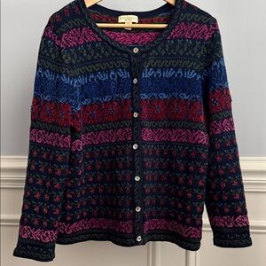 Appleseeds Petite Fair Isle Cardigan Sweater Chenille Cottagecare Knit PXL XL